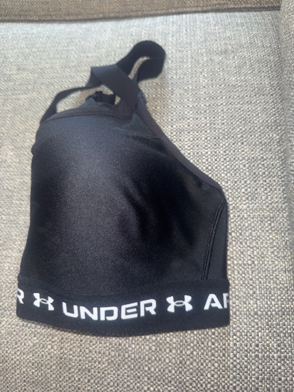 Under Armour Black Padded Racerback Sports Bra with Logo Band - Picture 5 of 5